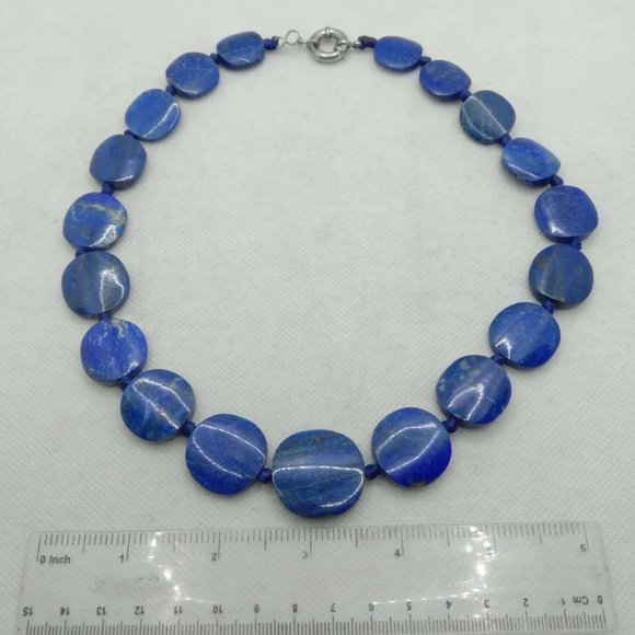 Lapis Lazuli Beaded Stone Necklace Choker, Tribal Stone Necklace, Beaded Necklac - Picture 5 of 7